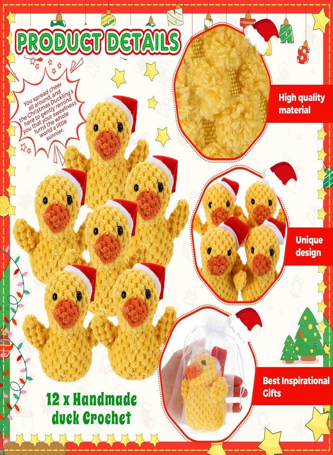 Jerify 12 Set Christmas Crochet Duck Gifts - Emotional Yellow Handmade Ducks Bulk with Positive Inspirational Support Cards for Xmas Stocking Stuffers Party Favor Coworkers Employee Team Appreciation - Image 3